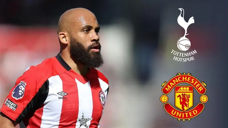 brentford forward bryan mbeumo tottenham man utd badges 68477e0c26468
