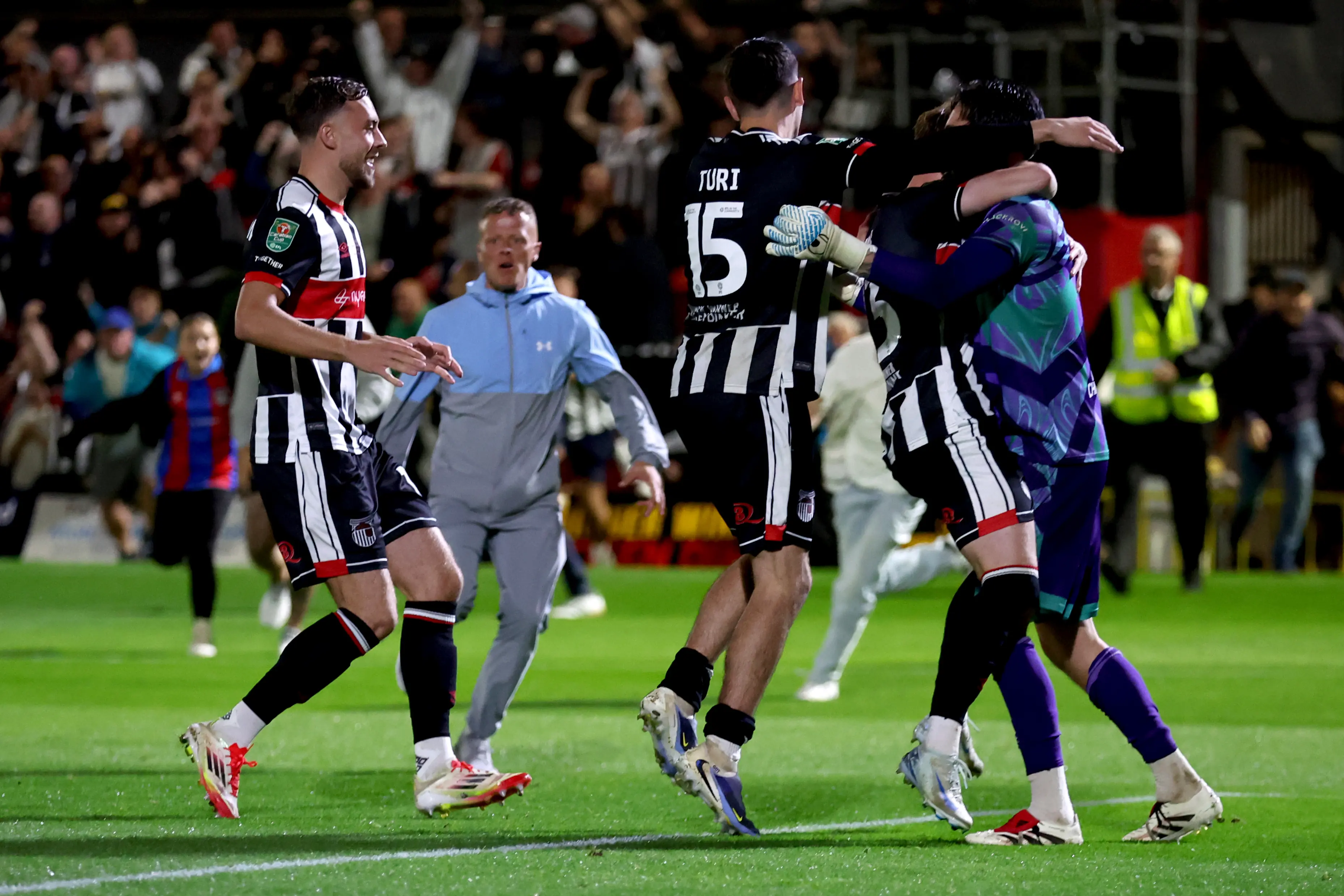 congratulated teammates win penalty shoot 1018850616