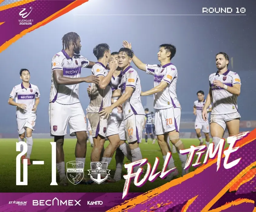 Becamex TP.HCM ngăn cản Hải Phòng nối dài chuỗi thắng ở phút 90