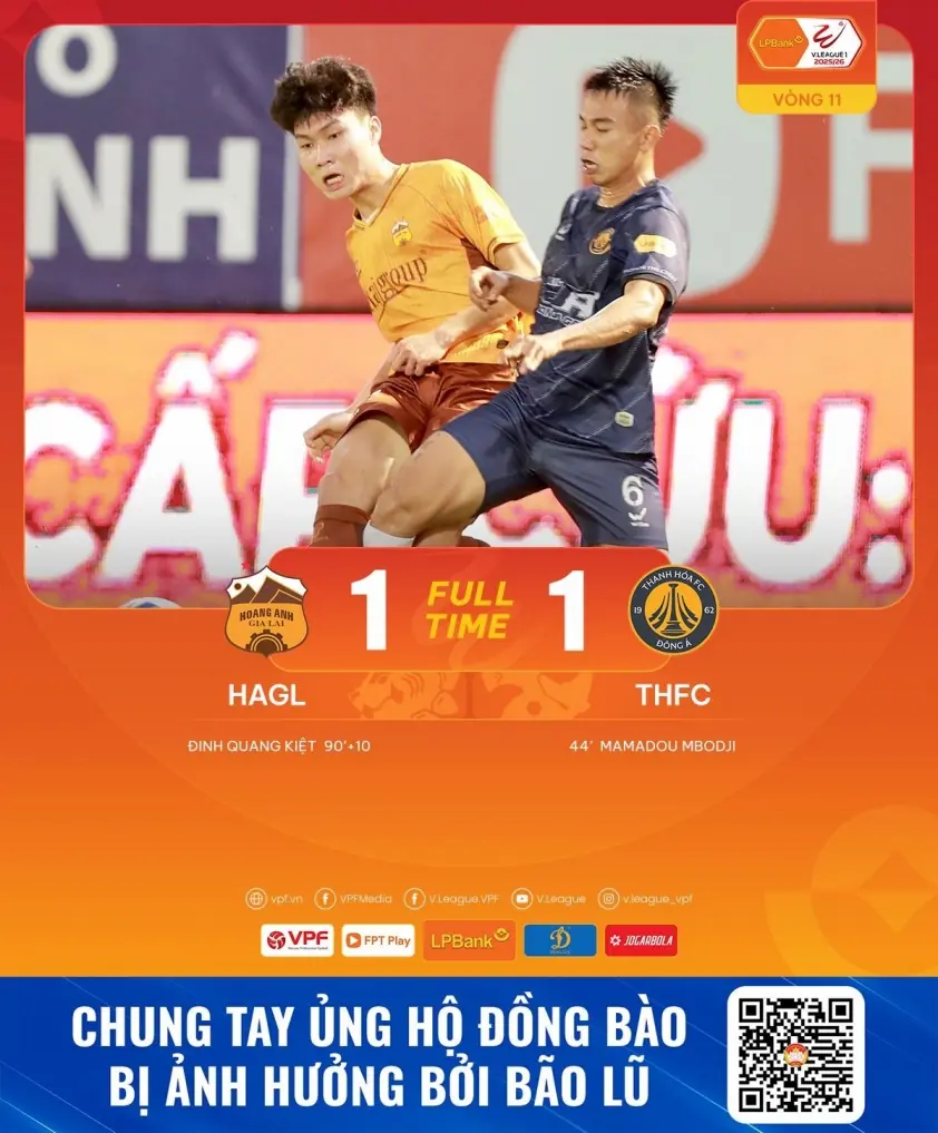 HAGL hòa Thanh Hóa ở phút cuối trong trận chung kết ngược