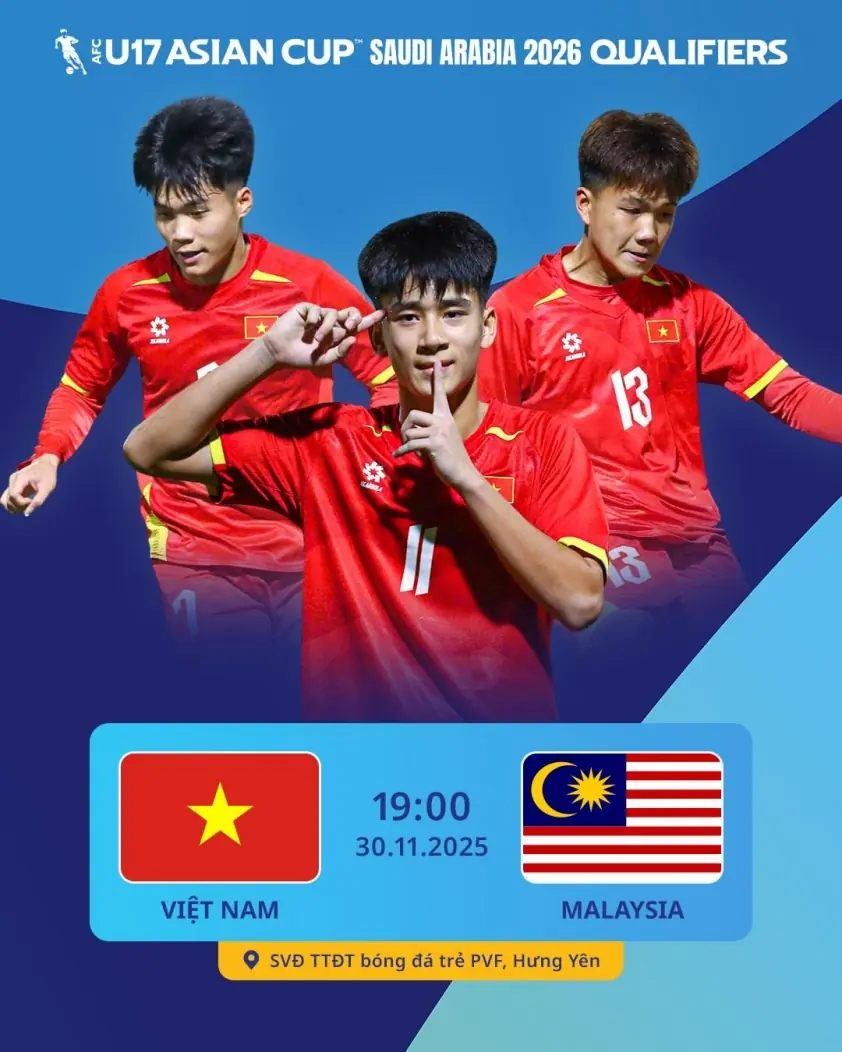 Trực tiếp U17 Việt Nam gặp U17 Malaysia, 19h00 ngày 30/11