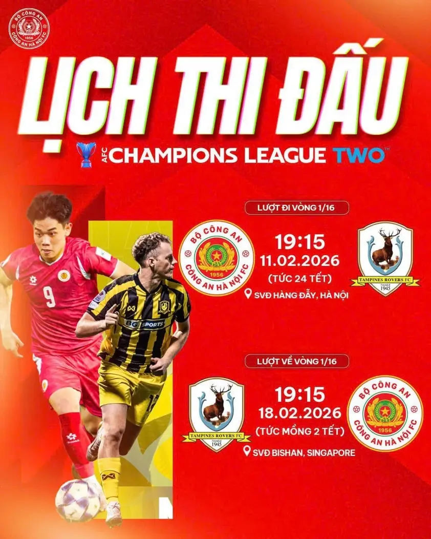 Lịch thi đấu CAHN tại vòng 16 đội Cúp C2 châu Á