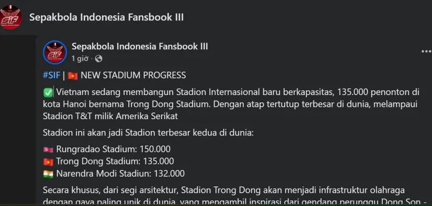 Indonesia nhầm lẫn thông tin về SVĐ lớn nhất thế giới của Việt Nam?