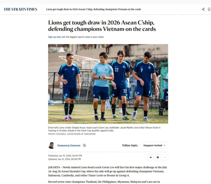 Truyền thông Đông Nam Á đồng loạt phản ứng về AFF Cup 2026