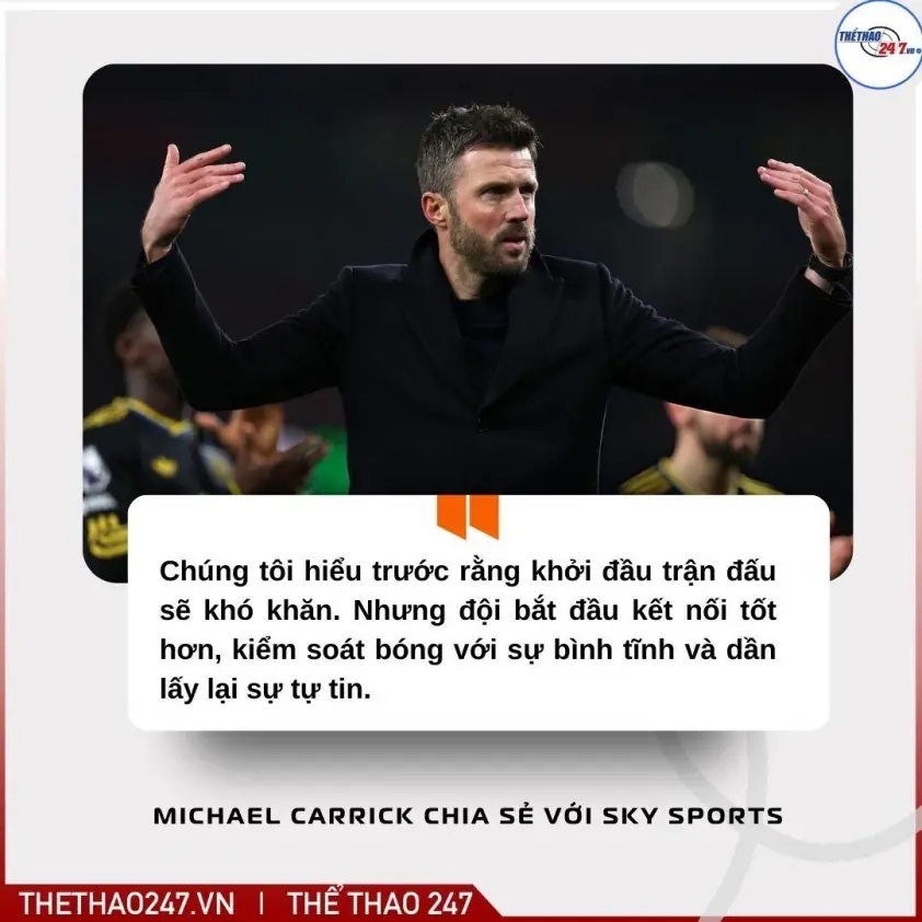 “HLV Michael Carrick tiết lộ bí quyết giúp MU đánh bại Arsenal”
