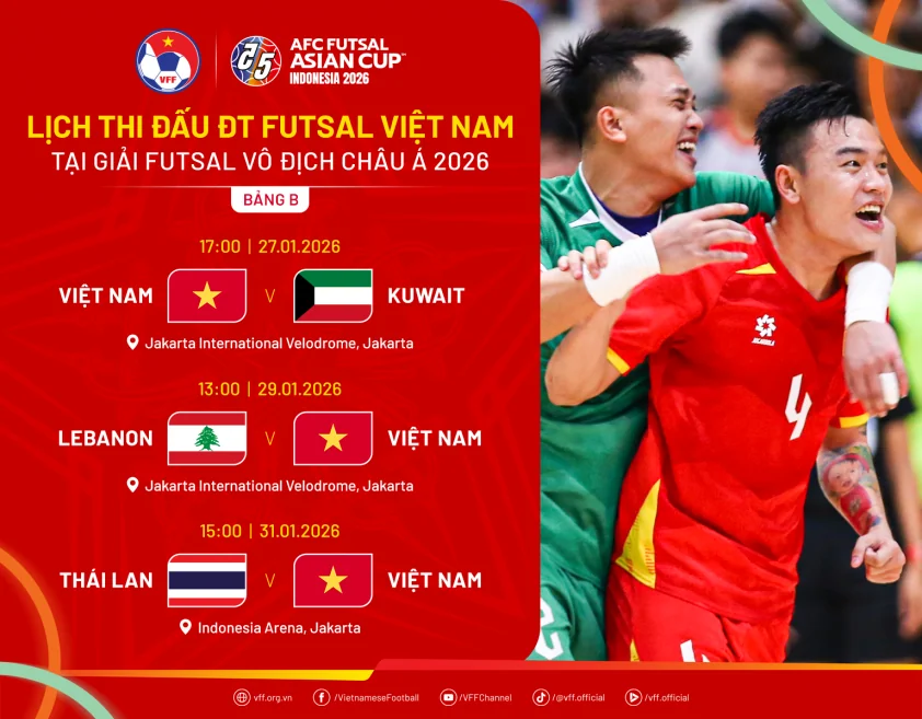 Đội tuyển futsal Việt Nam chuẩn bị làm quen với sân thi đấu chính thức