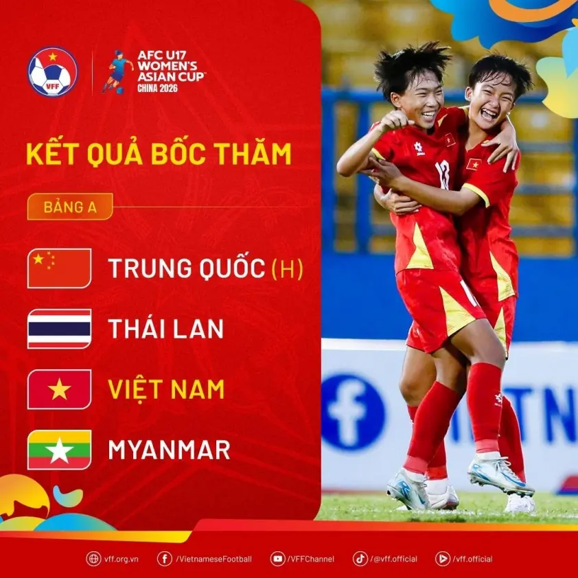 Lịch thi đấu U17 nữ Việt Nam tại VCK U17 châu Á 2026